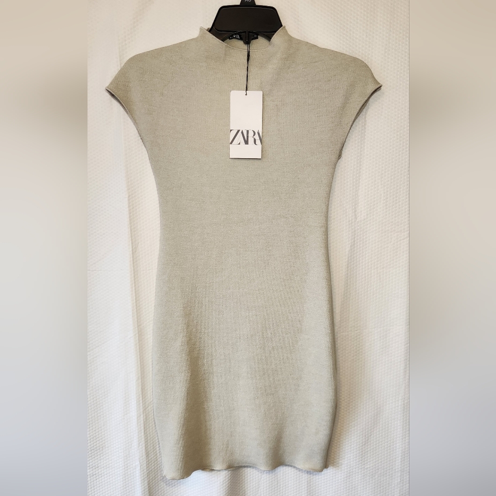 Zara Beige Short Sleeve Dress